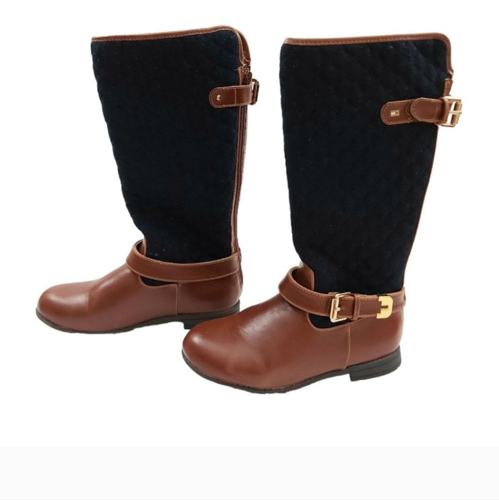 Tommy Hilfiger Andrea quilted cognac equestrian riding boots sz 2